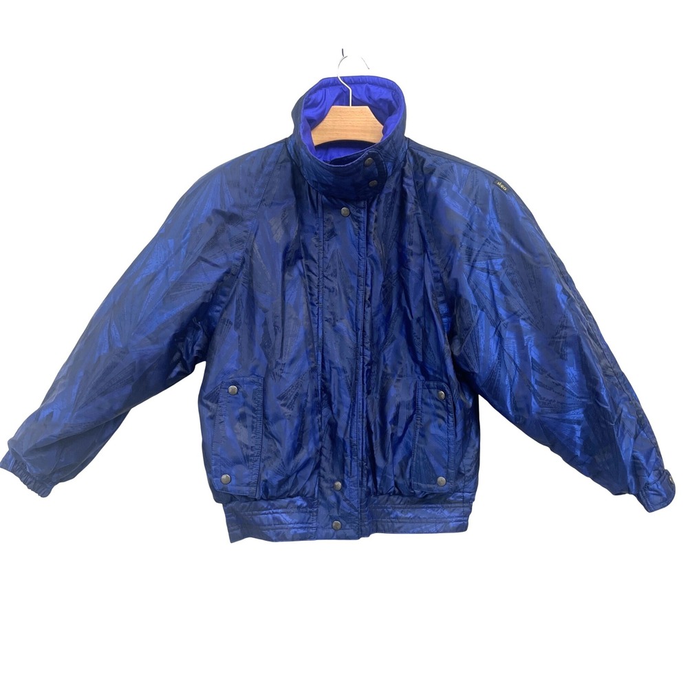 Skea Paris Vail Vintage‎ Blue Patterned Bomber Jacket Size 8 Colorado USA MADE